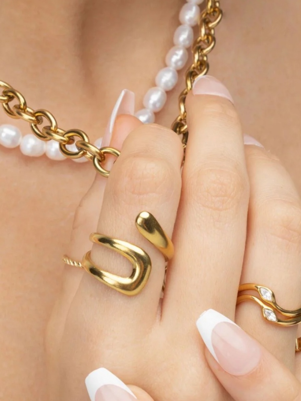 18K Gold PVD Stainless Steel Twisted Spiral Cuff Ring